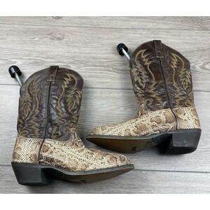 Laredo Men's Leather Reptile Design Cowboy Western Boots Brown Size 8 EW